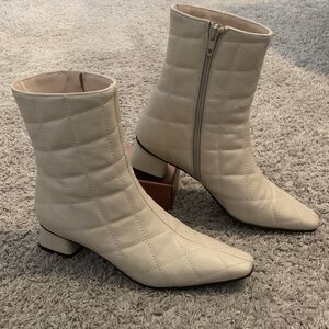 Chic Cream Quilted Italian Ankle Booties, size 38